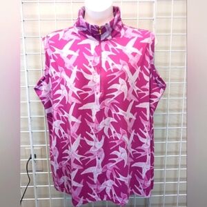 GOLF Nancy Lopez white sparrow print Sleeveless Golf Polo Size L